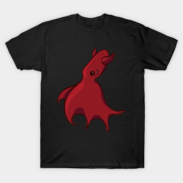 Curious Red Vampire Squid T-Shirt by Inklings of Grace